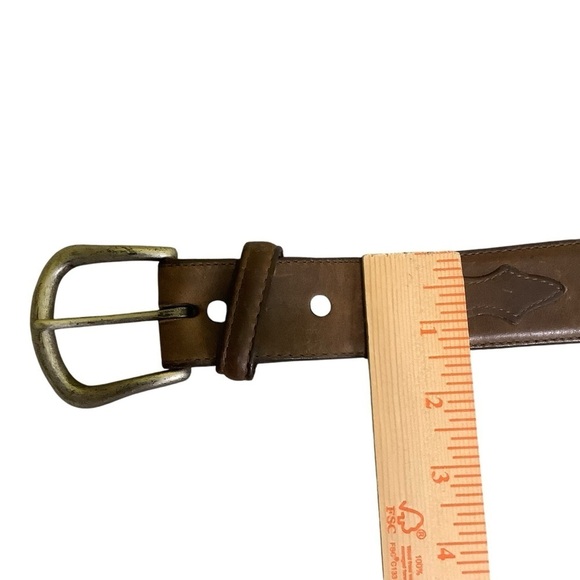 Justin Western Leather Belt Sz 34 Brown - Picture 9 of 9